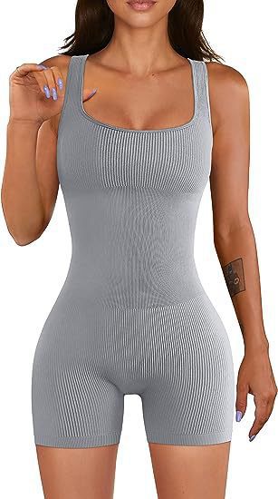 Women's square sollar hip-lifting slim jumpsuit