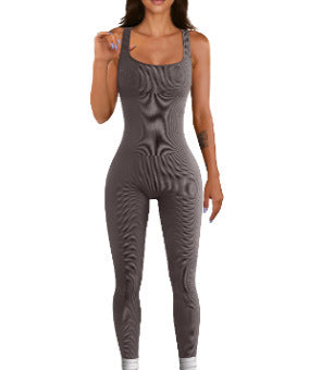 Women's square sollar hip-lifting slim jumpsuit